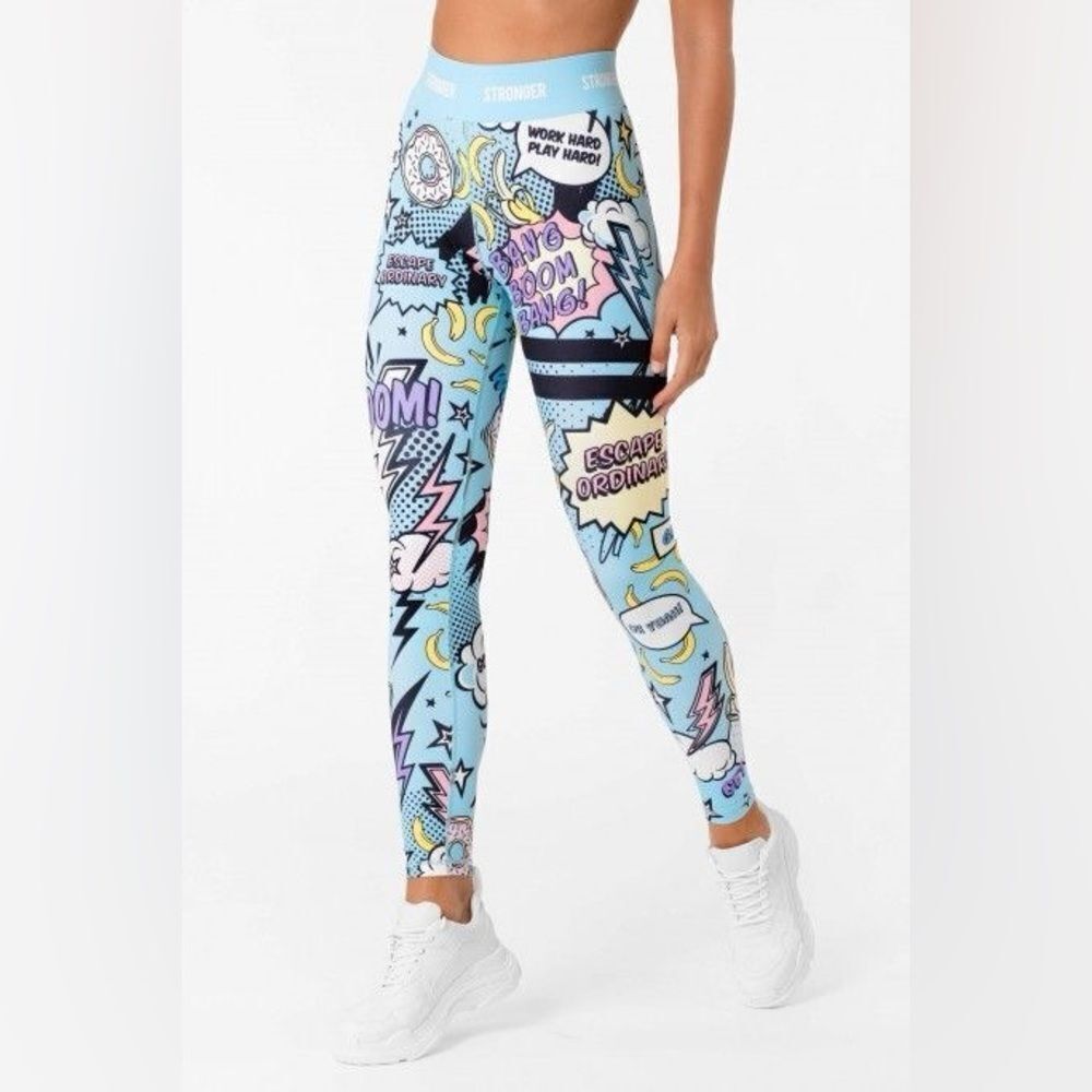 STRONGER | Graphic Blue Pop workout gym Leggings